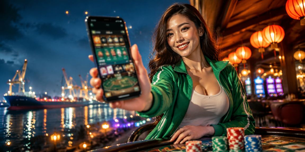 Người dùng trải nghiệm casino trực tuyến trên điện thoại giữa không khí đèn lồng Hội An